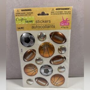 🩷5/$10🩷 Crafter's Square Sports Pop-Up Stickers Soccer & Basketball